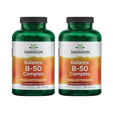 Swanson Balance B50 HighPotency B Vitamin Complex for Busy Adults Seeking Immune Heart and Nervous System Support 250 Capsules 2 Pack