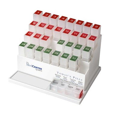 MedCenter 31Day Monthly Pill Box with 4 Daily Compartments Large