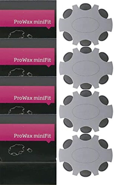 فلاتر حماية الشمع HYCT Oticon Prowax MiniFit، بديل لمانع تراكم الشمع Oticon ProWax، مناسبة لطرازات Oticon RITE RIC، عبوة من 4 قطع.