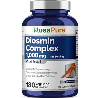 NusaPure Diosmin Complex 1000mg per Serving 180 Veggie Caps NonGMO Vegan Citrus Aurantium