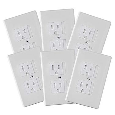 Safety Innovations 6Pack SelfClosing Outlet Covers For Center Screw Outlets Only Measures 3Wide x 475HighAn Alternative To Wall Socket Plugs for Child Proofing Outlets 1Screw White