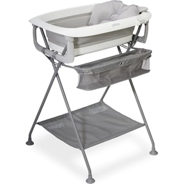 Primo SquishSplash Collapsible Baby Bath Folding Stand With Ergonomic Infant Cushion for Newborns Toddlers Complete Bathing Station Compact Space Saving Design Ages 024 Months