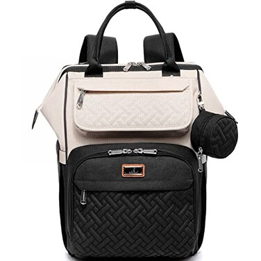 BabbleRoo Diaper Bag Backpack Multifunction Nappy Changing Bag with Changing Pad Stroller Straps Pacifier Case Unisex Stylish Travel Back Pack for Moms Dads Apricot Black