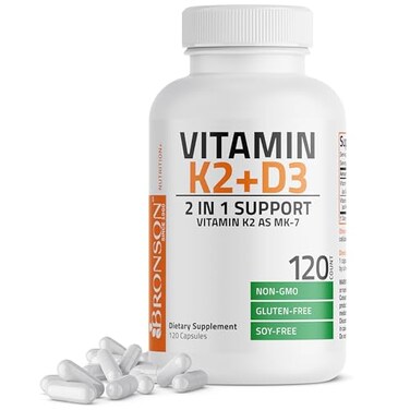 Bronson Vitamin K2 D3 MK7 Supplement 2in1 D3 K2 Complex 120 Capsules