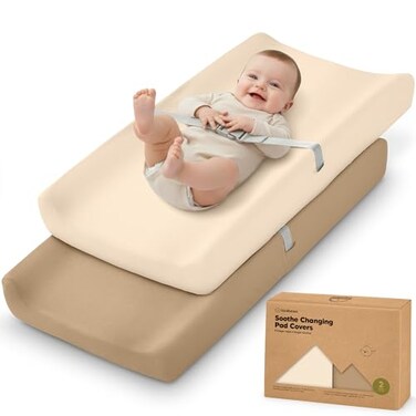 KeaBabies 2Pack Organic Changing Pad Covers for Girl Boy 100 Cotton Pecan