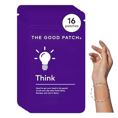 The Good Patch Think Patch Natural Patch with Caffeine Yerba Mate Bacop Lions Mane Plant Powered Wearable Wellness Focus Patches Sustained Release 16 Total Patches