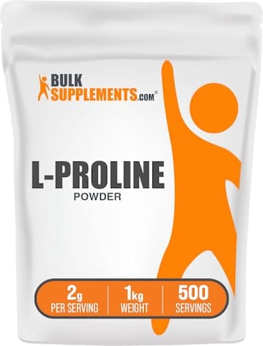 مسحوق إل-برولين من BulkSupplements.com، مكملات برولين، مسحوق أحماض أمينية، بدون نكهة، خالٍ من الغلوتين، 2 غرام لكل حصة، 1 كيلوغرام، عبوة من قطعة واحدة