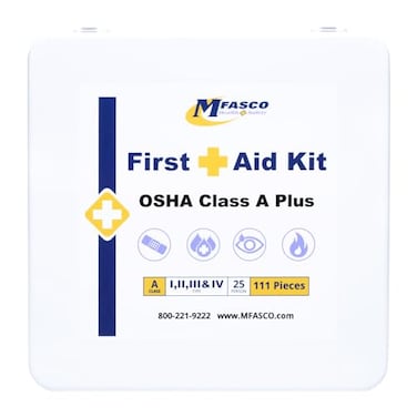 حقيبة إسعافات أولية من MFASCO، فئة OSHA A Plus، علبة معدنية، تُعلق على الحائط أو تُحمل، حشية مانعة للتسرب مطاطية، متوافقة مع معايير ANSI وOSHA من النوع الأول والثاني والثالث والرابع، مزودة بمقابض، للجروح والخدوش والحروق والإنعاش القلبي الرئوي، سهلة التعبئة، تكفي لـ ٢٥ شخصًا