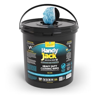 Wipex Handy Jack Heavy Duty Wipes Dual Texture Cleaning Cloth Use on Hands Equipment Tools Removes Paint Adhesives Oil Grease Dirt Bulk Size 260 Count Pack of 1