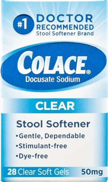 Colace Clear Docusate Sodium Stool Softener 50mg 28 Count Per Box 3 Pack