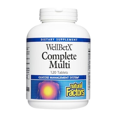 Natural Factors WellBetX Complete Multi by Supports Healthy Carbohydrate Metabolism 120 tablets 120 Tablets