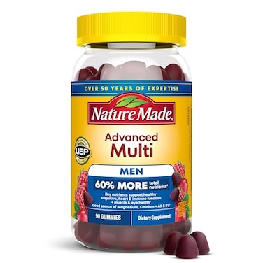 Nature Made Advanced Multivitamin for Men Gummies Mens Multivitamin Gummies with Magnesium Citrate Calcium B Vitamins Daily Support 90 Gummies 30 Day Supply