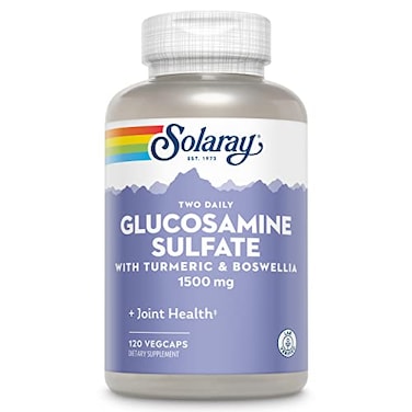 SOLARAY Glucosamine Sulfate 1500mg Healthy Joint Support Supplement Powerful Connective Tissue and Joint Health Formula with Turmeric Boswellia 60 Serv 120 VegCaps