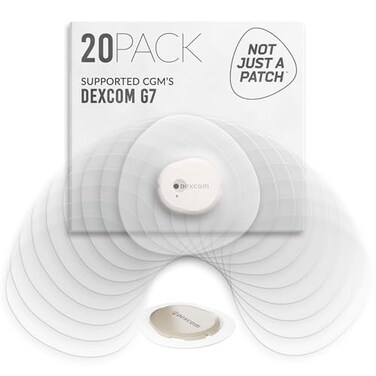 ليس مجرد لاصقة، بل مجموعة لاصقات Dexcom G7 اللاصقة، عبوة من 20 لاصقة، لاصقات مستشعر Stelo CGM مع فتحة تهوية دقيقة وشفافة