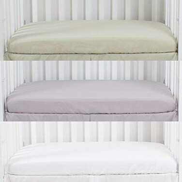 CaSaJa Microfiber 3 Pack Mini Portable Crib Sheets Pack N Play Sheets with Comfy Napping Surface for Baby Silky Soft Playard Playpen Sheets Set Fits 24 x 38 Green Light Grey White
