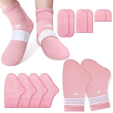 SuzziPad Chemo Gloves and Socks for Chemotherapy Cancer Comfort Items Include 10 Ice Pack Ideal for Soothing Hand and Foot Discomfort L