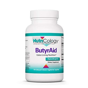 Allergy Research NutriCology ButyrAid Colon Lining Nutrition Supports Gut and Colon Health Digestive Support Delivers 200 mg Vegetarian Hypoallergenic 100 Servings 100 DelayedRelease Capsules