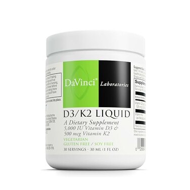 DAVINCI Labs D3K2 Liquid Liquid Vitamin D Vitamin K Supplement for Bone Health Heart Support Calcium Absorption 30ml 30 Servings