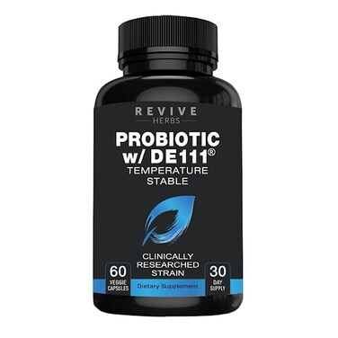 Revive Herbs Advanced Probiotic with DE111 Strain Bacillus subtilis Spore Forming Probiotic No Refrigeration Needed 115 Billion Organisms Probiotics for Women and Men 60 Vegetable Capsules