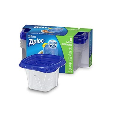 Ziploc Food Storage Meal Prep Containers Reusable for Kitchen Organization Smart Snap Technology Dishwasher Safe Mini Square 8 Count