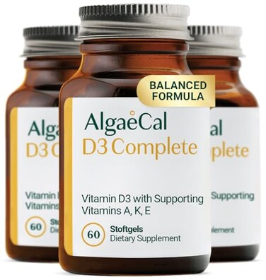 ALGAECAL D3 Complete Enhanced Immune Support Bone Health with D3 K2 A E Whole Body Wellness Bone Strength 60 softgels 3 Packs