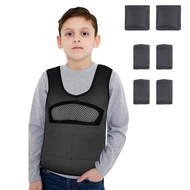 oboist Compression Vest for Kids Large Ages 10 Weighted Vest for Kids Including 6 Removable Weights Black