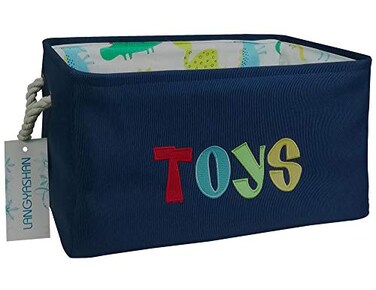 LANGYASHAN Rectangular Thick Storage Bin Organizer for Closet Kitchen Office Navy Toys