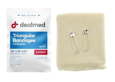 Dealmed LatexFree Triangular Bandages 12 Cotton Bandages with 2 Safety Pins 36 x 36 x 51 Compression Bandage Wrap Wound Care Product for First Aid Kit and Medical Facilities