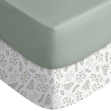 Yoofoss Pack and Play Sheets Fitted Mini Crib Sheets 2Pack for Pack N Play Mattress Stretchy Playard Sheet Soft and Breathable Green Leaf