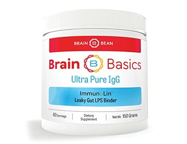 مكمل غذائي فائق النقاء من Brain Bean Brain Basics IgG، خالٍ من منتجات الألبان، مسحوق IgG مناعي، مزيج من الفيتامينات والمعادن، 150 غرام، 60 حصة