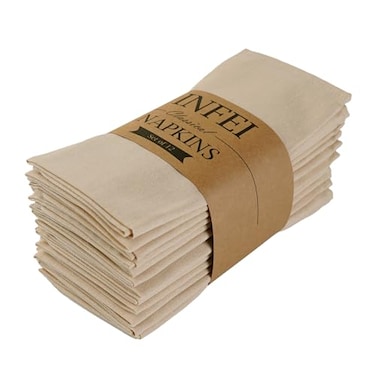 INFEI Solid Color Blended Fabric Thin Dinner Cloth Napkins Set of 12 40 x 40 cm for Events Home Use Beige