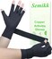 Semikk Copper Arthritis Gloves for Women Men Fingerless Compression Gloves for Arthritis Carpal Tunnel Pain Relief Swelling Rheumatoid Typing Adjustable Wrist Strap 1pair SmallMedium