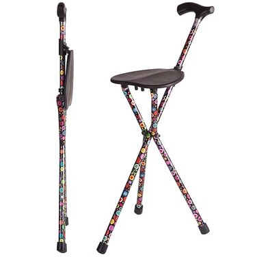 Switch Sticks Walking Stick Walking Cane Cane Chair Quad Cane and Folding Cane with Seat is 34 Inches Tall FSA and HSA Eligible Supports Up to 220 Pounds Bubbles