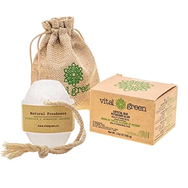 Vital Green Potassium Alum Crystal Bar Multipurpose Deodorant Natural Thai Mineral Deodorant Odor Eliminator Unscented PlasticFree for the Whole Family 100g 353 oz