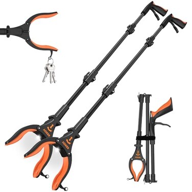 KEKOY 2Pack Grabber Reacher Tool with Light 32 Foldable Orange