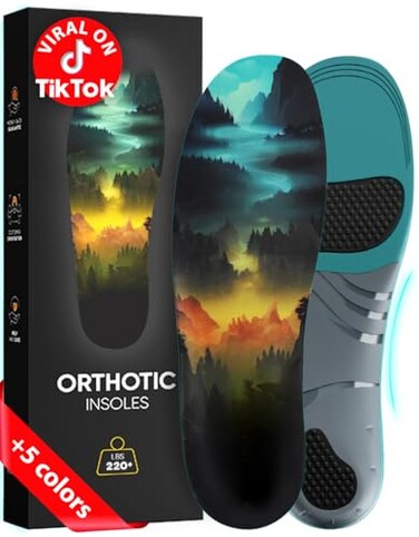 CRUVHEAL 220 lbs Plantar Fasciitis High Arch Support Insoles Men Women Orthotic Shoe Inserts Boot Work Shoe Insole M Blue