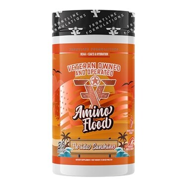 FRONTLINE FORMULATIONS Amino Flood from Frontline Formulations BCAA EAA Recovery Hydration Formula Muscle Support Electrolytes Endurance Amino Acid Supplement for Intra Post Workout Florida Sunshine