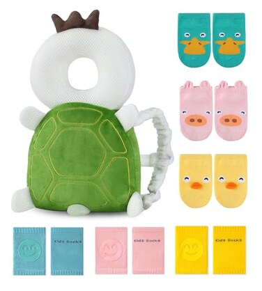 JunNeng Baby Head Protector Backpack for 3 Knee pads 3 Socks Turtle