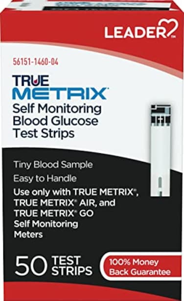 LEADER True Metrix Blood Glucose Test Strips for Diabetes Tiny Blood Sample SelfMonitoring Triple Sense Technology for Adults and Kids 12 Compatible with True Metrix Meters only 50 Strips