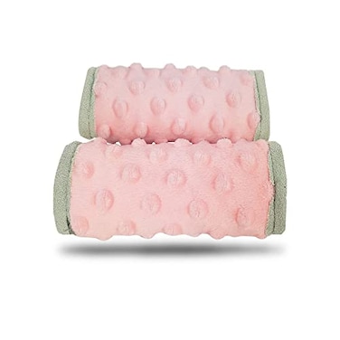 DODO NICI car seat Strap Cover for Baby seat Belt Cover Cushion Belt Pads fit Baby CarrierPushchairStroller Cozy Peace Dotted Minky Solid Pink