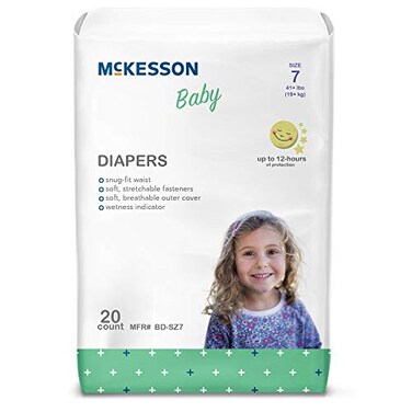 McKesson Baby Diapers Size 7 Over 35 lbs 20 Count 4 Packs 80 Total