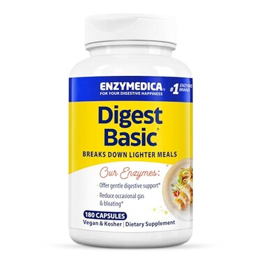 Enzymedica Digest Basic Digestive Enzyme Supplement for Women Men Nutrient Absorption Helps Gas Bloating Energy Support for Sensitive Stomachs Vegan 180 Caps