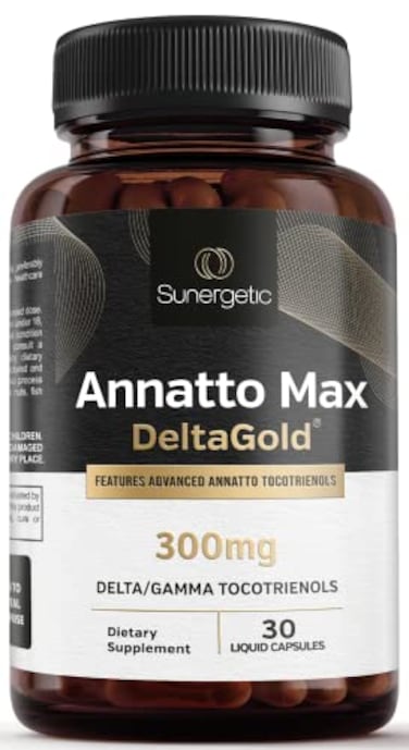 Sunergetic Premium Annatto Tocotrienol Supplement with DeltaGold Tocotrienols Vitamin E 300 mg Supports Liver Immune Heart Health Delta Gamma Tocotrienols 30 Liquid Capsules
