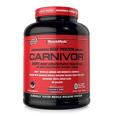 MuscleMeds CARNIVOR Beef Protein Isolate Powder Muscle Building Recovery Lactose Free Sugar Free Fat Free 23g Protein Rocket Pop 56 Servings