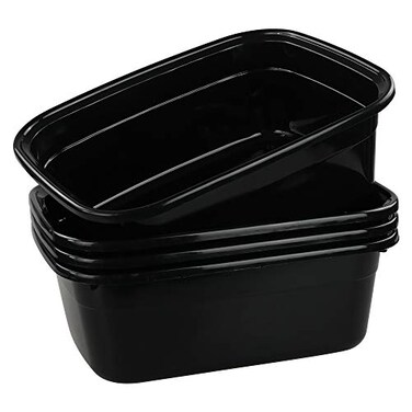 Pekky Plastic Dish Pan Black Washing Basin 14 Quart 4Pack