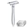 BAILI Classic 3Piece Metal Double Edge Eco Safety Razor Long Handle Wet Shaving Kit for Men Women with 5 Platinum Blades BD191