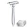 BAILI Classic 3Piece Metal Double Edge Eco Safety Razor Long Handle Wet Shaving Kit for Men Women with 5 Platinum Blades BD191