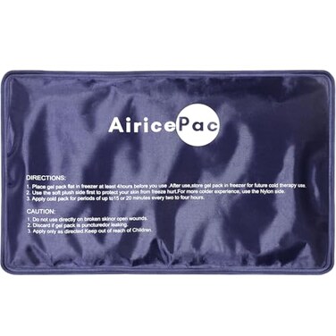 كمادات ثلج AiricePac للإصابات، كمادات جل باردة قابلة لإعادة الاستخدام للركبة والرقبة والكتف والكاحل والمرفق والورك والظهر لتخفيف الآلام، علاج بالكمادات الباردة للتورم والكدمات والجراحة، 7 × 11، أزرق