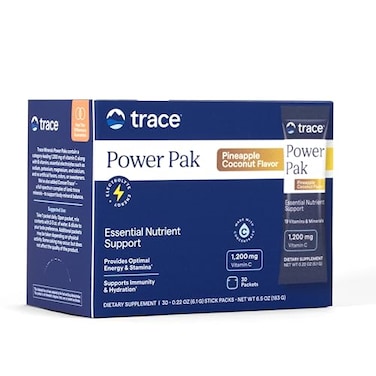 Trace Minerals Power Pak Electrolyte Immunity Boost Drink Packets 1200 mg Vitamin C Zinc D3 B6 B12 Immunity Hydration Kids Adults 69 Ounce Pineapple Coconaut