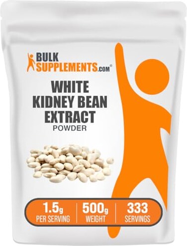 مسحوق مستخلص الفاصوليا البيضاء من BulkSupplements.com، مكمل عشبي، خالٍ من الغلوتين، 15 غرام لكل حصة، 500 غرام، 11 رطلاً، عبوة واحدة
